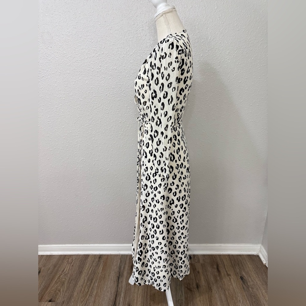 Reformation Wrap Midi Dress Leopard Print Size S - Picture 5 of 9